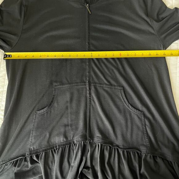 Mountain Mama's Zip Up Ruffle Lightweight Sweatshirt Jacket Size XL Black - Picture 8 of 9